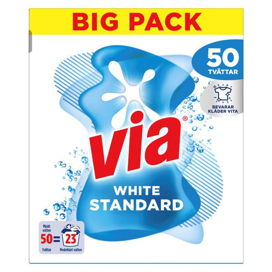 Via Tvättmedel Pulver White - 1,61 kg